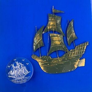 Ship paper weight and Metal wall hanging